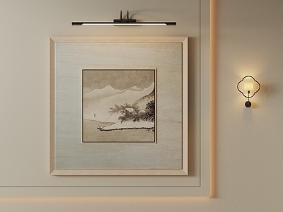 新中式山水画 侘寂风山水挂画 山水国画 原木风