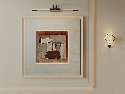 原木风抽象画 侘寂风装饰画 色块肌理挂画
