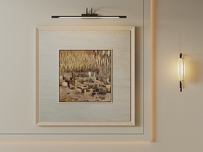 原木风儿童挂画 复古肌理抽象画 方形装饰画