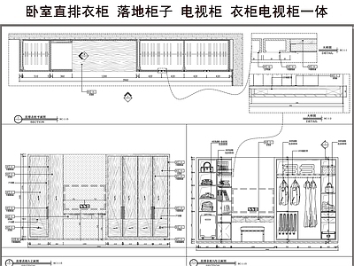 柜体节点 卧室直排衣柜 落地柜子 电视柜 衣柜电视柜一体 柜子大样