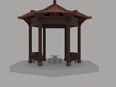 中式古建景观亭 Blender 古建筑 六角亭