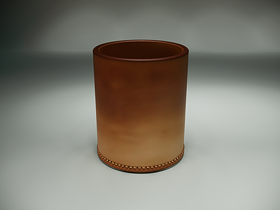 中古风其他办公用品 简约皮面笔筒 复古皮制收纳筒 棕皮圆筒笔筒 植鞣皮革筒盒 缝线皮质圆桶