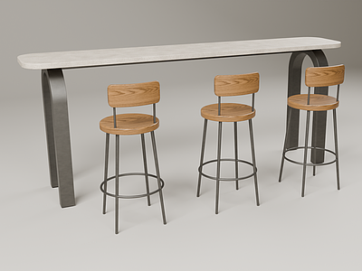 现代简约其他桌椅 墨桥 吧台高脚椅组合 石灰石橡木