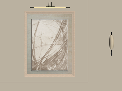 奶油风挂画 原木框抽象画作 卧室简约艺术画 侘寂线条肌理画