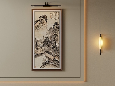 新中式山水画 茶室水墨山水字画 禅意竖版山水字画 国画