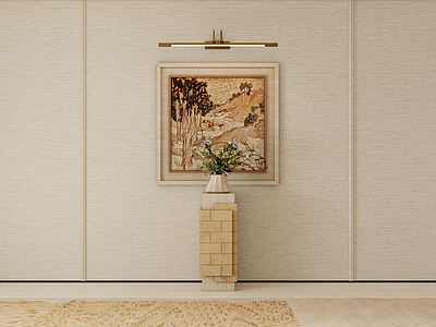 侘寂摆件组合 装饰画 挂画 花艺 展示台 地毯