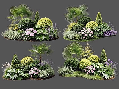 现代主义花境 2D植物组合 花卉花镜 花草镜植物组合 花草花丛 地被花灌木球