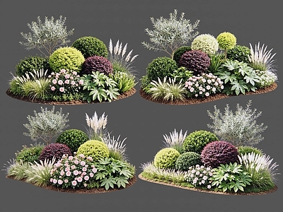 现代花境 2D植物组合 花卉花镜 花草镜植物组合 花草花丛 地被花灌木球