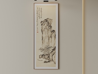 新中式山水画 长条国画 书房挂画
