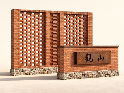 新中式景观景墙 郊野公园景墙 红砖景墙 耐候钢景墙