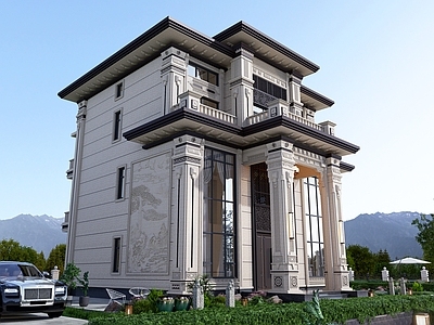 别墅建筑 新中式别墅