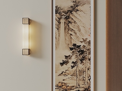 新中式挂画 客厅长条山水国画 茶室水墨山水挂画