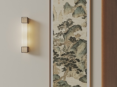 新中式挂画 长条水墨装饰画 中式玄关山水挂画