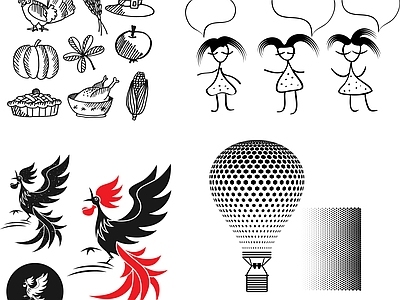 其他图库 剪影 剪影贴图 线稿 中式 花纹