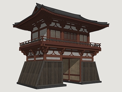 中式古建古建筑 古代城门楼 唐风城门 古代门楼