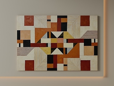 包豪斯抽象挂画 抽象画 几何装饰画 油画 线条感装饰画