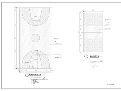 其他类型图纸 篮球场分色施工图 排球场分色施工图