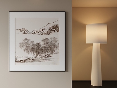 新中式山水画 国画 线描装饰画 写意装饰画