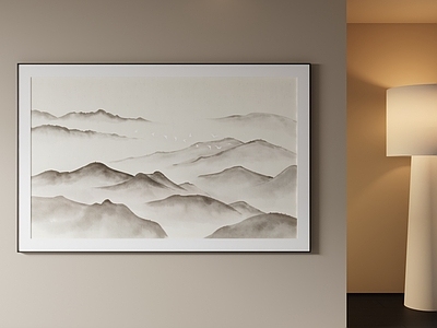 新中式山水画 国画 黑白山水画 水墨画