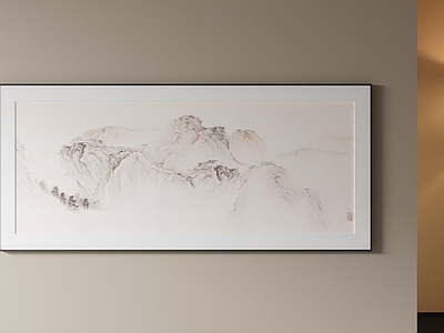 新中式山水画 水墨画 国画 长条挂画 茶室挂画