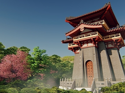 中式古建古建筑 古建 单体建筑 汉阙