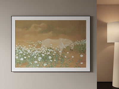 新中式儿童挂画 抽象画 马年装饰画 中古挂画