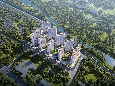 现代主义小区建筑 第四代住宅 现代社区建筑 轻奢住宅 高层小区住宅建筑