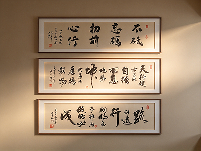 新中式字画 书房字画组合 办公字画组合