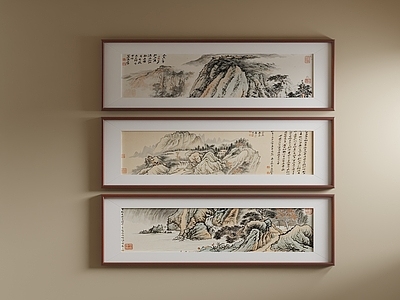 新中式山水画 国画组合 办公室挂画组合 展厅装饰画组合