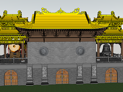 中式古建寺庙建筑 寺庙 古建筑