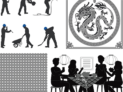 其他图库 花纹 纹理 线稿 贴图 中式