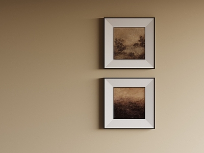 侘寂组合画 中古肌理装饰画 褐色方形挂画