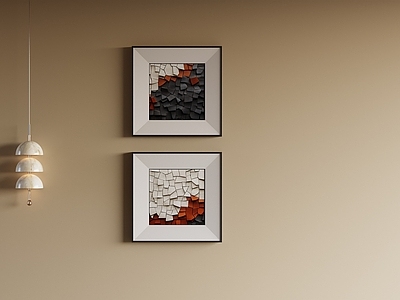 侘寂抽象挂画 复古方形装饰画