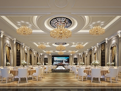酒店宴会厅 酒店宴会厅 婚礼礼堂 轻奢 欧式