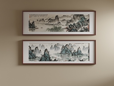 新中式山水画 桂林山水横幅画 客厅水墨风景画
