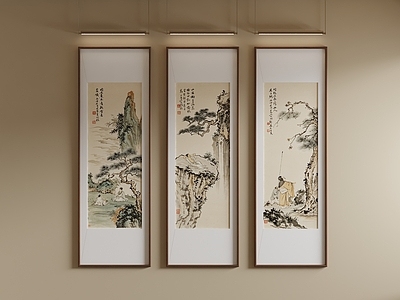 新中式山水画 茶室三联画 国画组合 写意装饰画组合