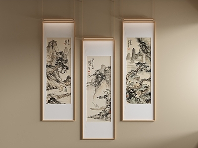 新中式山水画 挂画组合 山水画组合