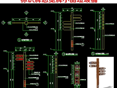 标识 室外家具设施 指引牌标识牌 垃圾桶总览牌