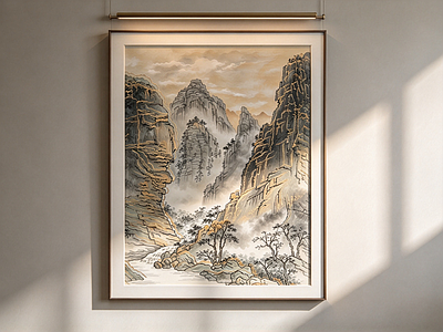 新中式山水画 入户玄关山水挂画