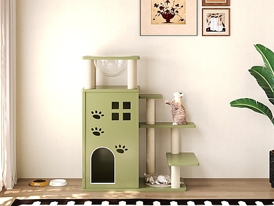 奶油风猫爬架 家具猫爬架 猫 灯光齐全 猫粮