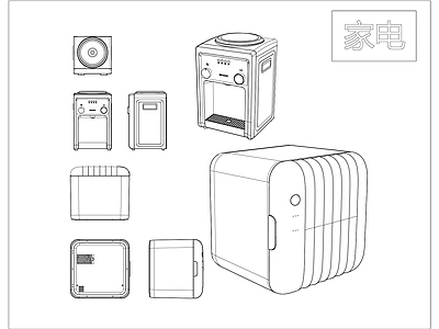 其他图库 家电 三视图 生活用品 线稿 贴图