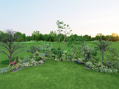 现代主义植物组合 乔灌木植物组合 3D植物组合