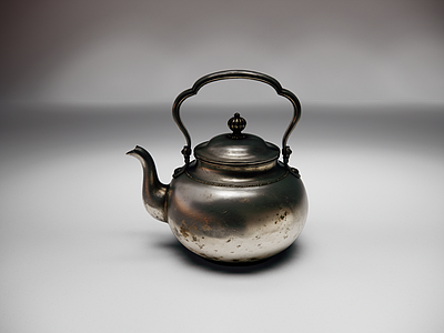 复古茶具 中式做旧旧银茶壶 复古银质提梁壶 古董银器茶壶 欧式古董银器摆件 手工旧银茶具