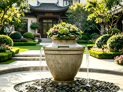 水景节点详图 花钵水景