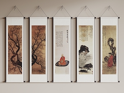 中式挂画组合 中式装饰挂画 宋式装饰挂画