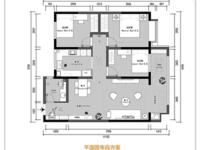 大平层 家装平面布置图 住宅平面布置图 别墅大宅平面图 大平层平面图