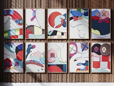 现代挂画组合 现代装饰画 抽象画