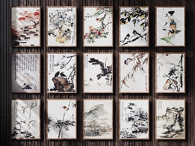新中式挂画组合 中式装饰挂画