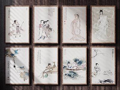 新中式挂画组合 中式装饰挂画
