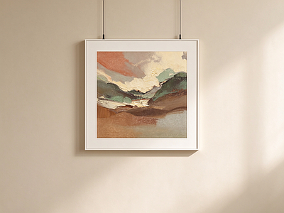 奶油风挂画 肌理油画